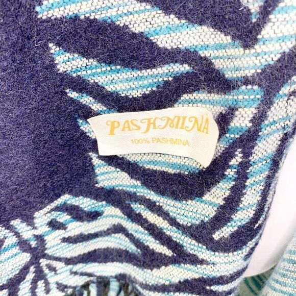 Pashmina Womens Navy Blue Animal Print Rectangle Shape Reversible Shawl Scarf - Picture 7 of 7